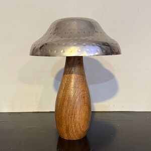 Silver and Wood Mushroom Decor
